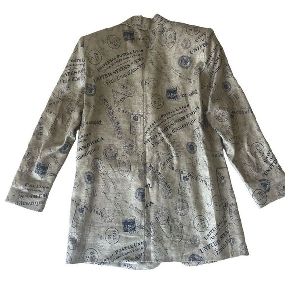 Vtg Stephanie by Suzelle Universal Postal Linen Blazer Jacket Women’s Sz Small - Picture 7 of 7